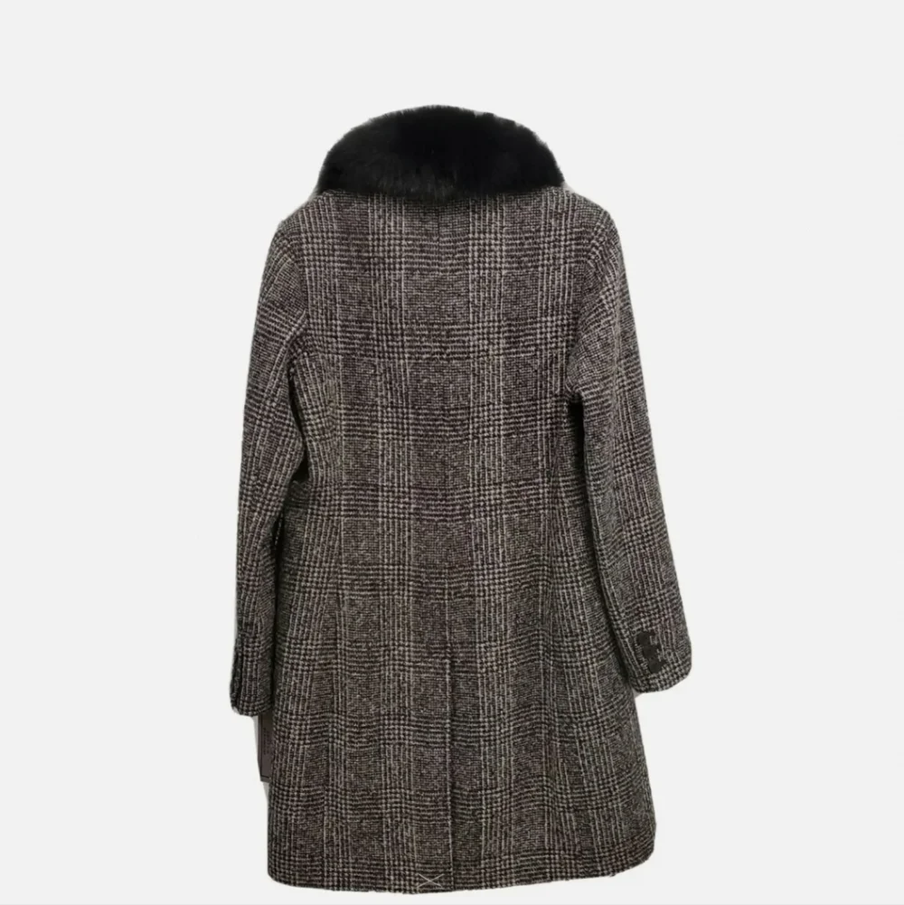 NEW Forecaster Of Boston Fox-Fur-Collar Reefer Coat Black and White